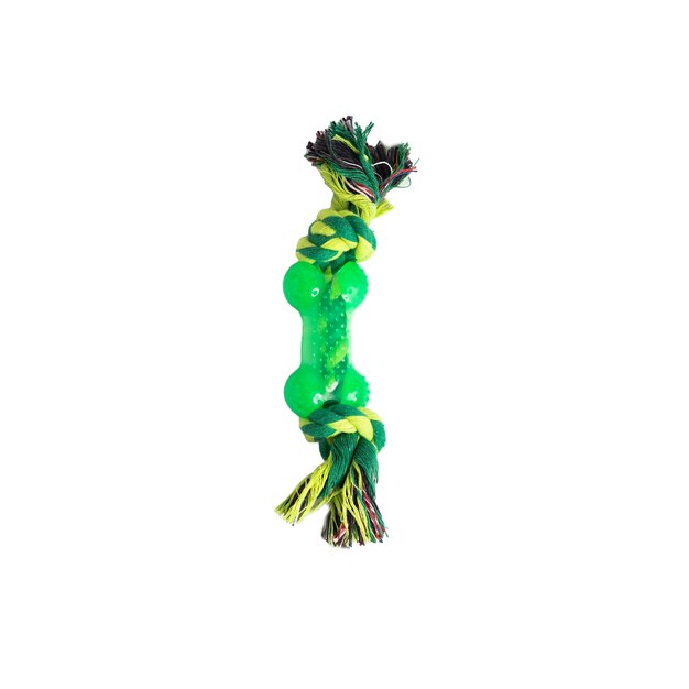groen speelgoed touw met been