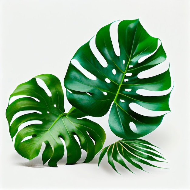 Groen tropisch blad, witte achtergrond
