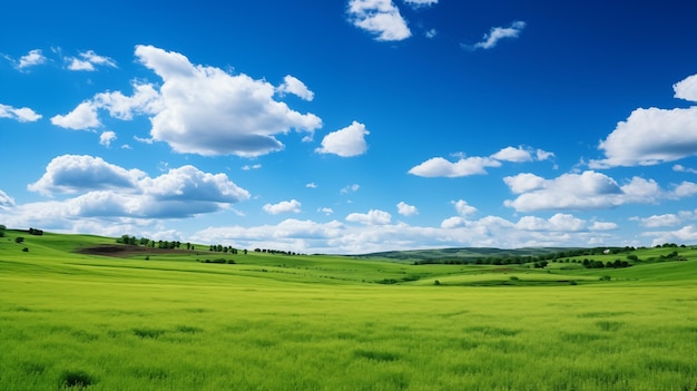 groen veld en blauwe hemel veld en wolken