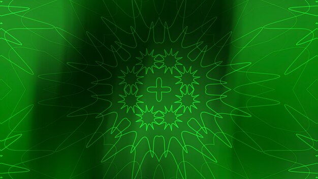 Groen zwarte gradiënt abstracte kunst met draaiende lijnen en een centraal kruis geschikt voor achtergronden