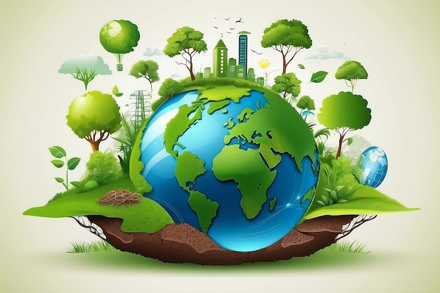 Groene aarde ecologie concept met communicatie