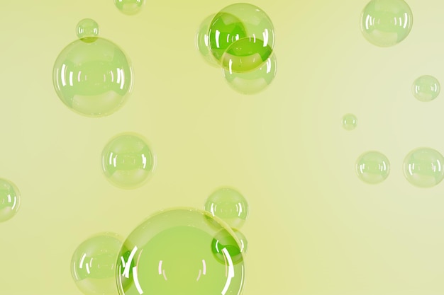 Groene abstracte zeepbellen ballonnen 3d render