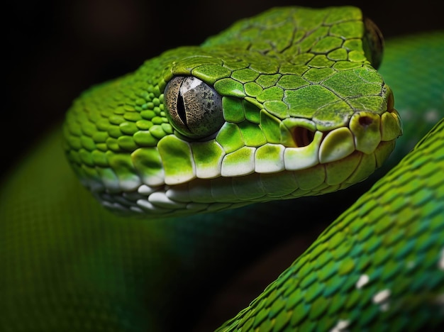 Groene adder slang close-up bekijken