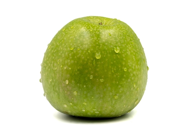 Groene appel geïsoleerd op een witte achtergrond Clipping Path Volledige scherptediepte close-up