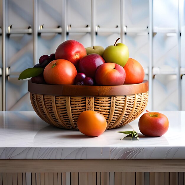 Foto groene appels in een mand die gezond eten en natuurlijke versheid bevorderen