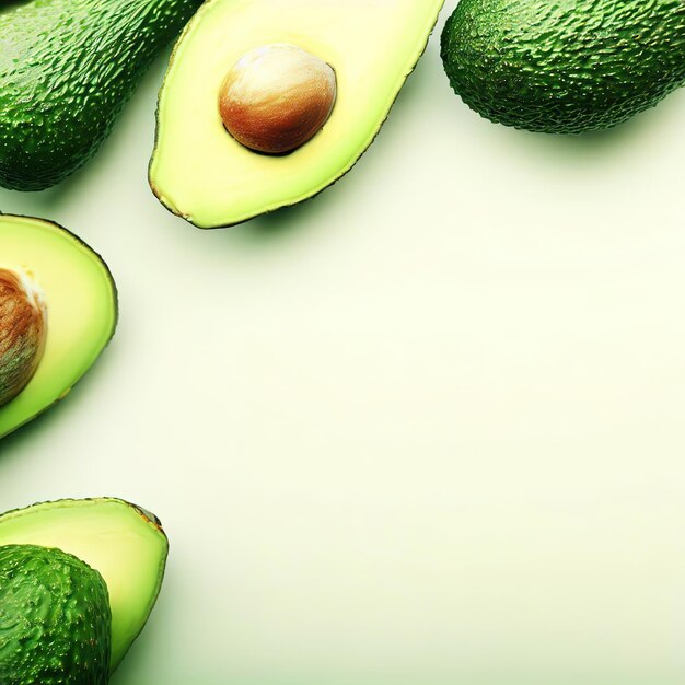 Foto groene avocado achtergrond met kopieerruimte ai gegenereerde illustratie