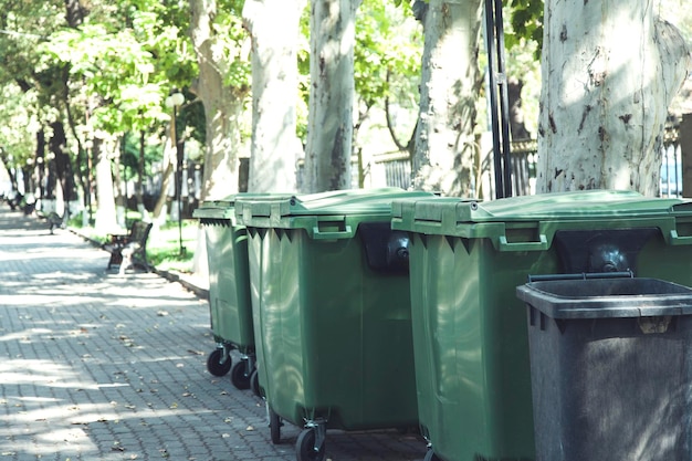 Groene bakken op straat