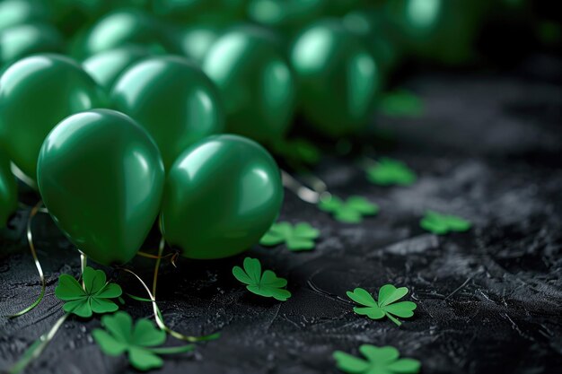 Groene ballonnen en groen trifoliate feestelijke achtergrond voor St. Patrick's Day