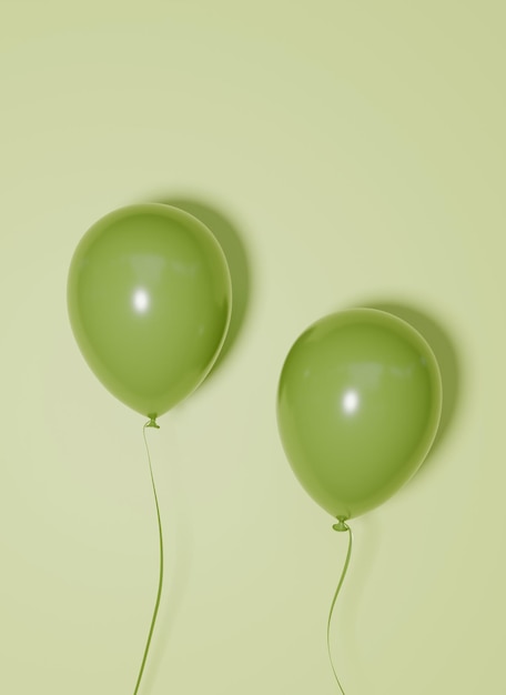 Foto groene ballonnen met een groen lint aan de bovenkant