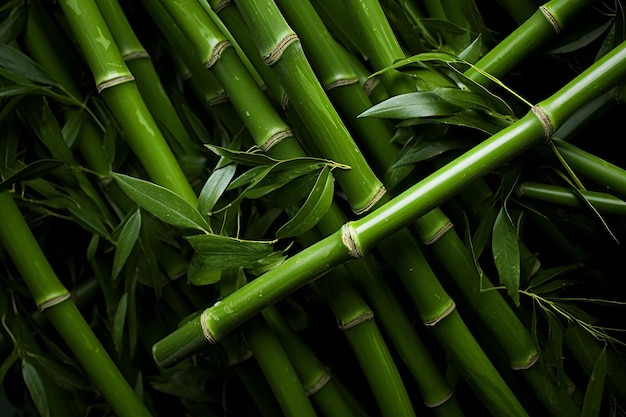 Groene bamboe blad verse stengel Genereren Ai