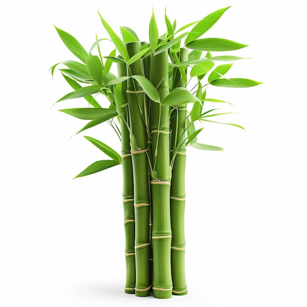 Groene bamboe met bladen geïsoleerd op wit