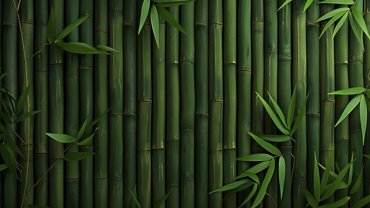 Foto groene bamboestengels met weelderige bladeren natuurlijke achtergrond