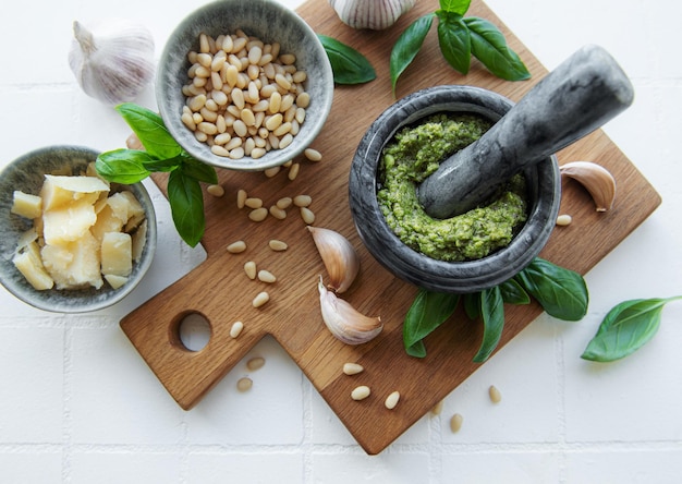 Groene basilicum pesto