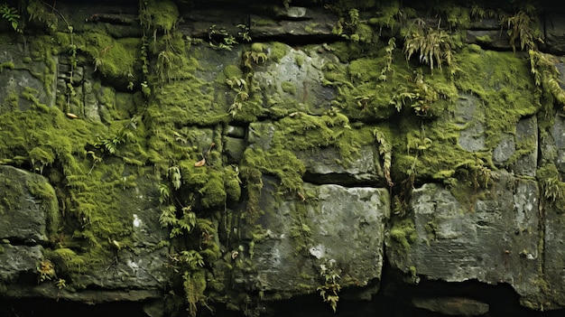 Foto groene bemoste muur textuur achtergrond