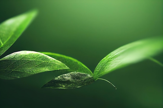 Groene blad achtergrond close-up view Natuur bladeren abstract van blad textuur voor het tonen van het concept van groene zaken en ecologie voor spectaculaire groen en natuurlijke product achtergrond 3D-illustratie