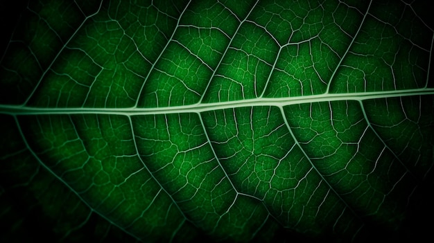 Groene blad achtergrond close-up weergave Natuur gebladerte abstract van verloftextuur voor het tonen van concept van groene zaken en ecologie voor biologisch groen en natuurlijk product achtergrond Generatieve AI