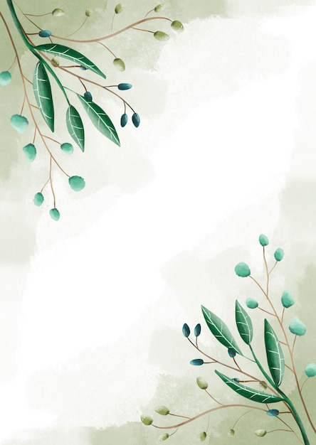Groene blad waterverf achtergrond