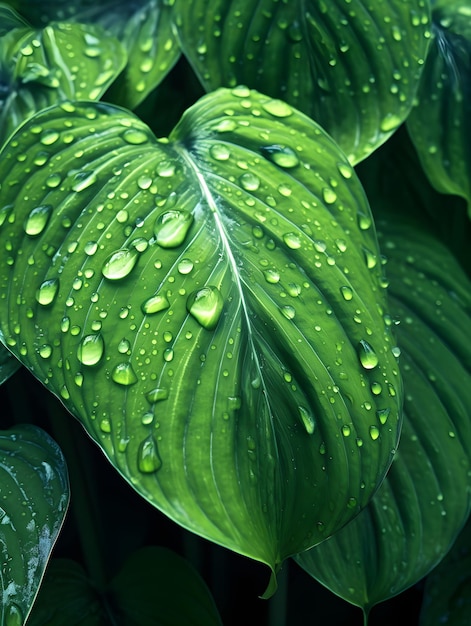 Groene bladbladeren achtergrond in de stijl van botanische overvloed UHD-afbeeldingen en behang