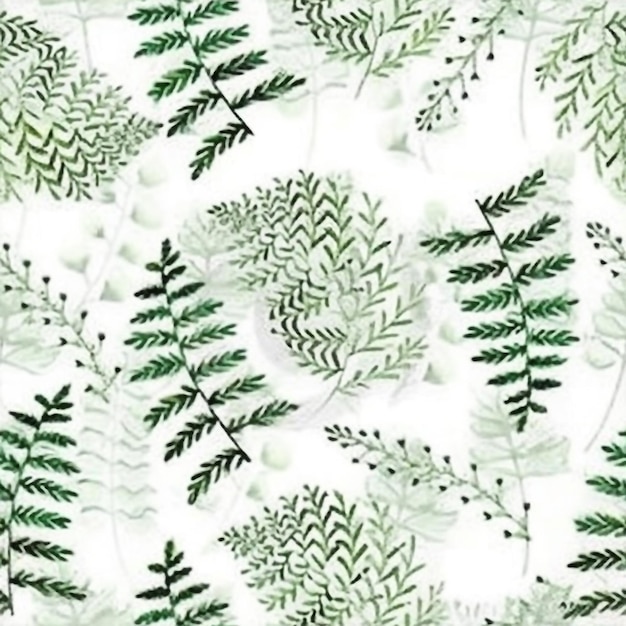 groene bladeren aquarel naadloos patroon Ai-afbeelding genereren