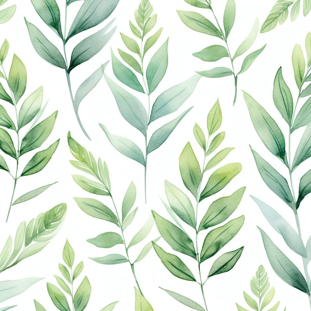 groene bladeren aquarel naadloze patroon