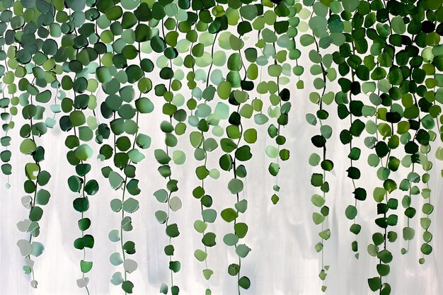 Foto groene bladeren hangen wit gordijn string eucalyptus bos achtergrond verbonden natuur via wijnstokken