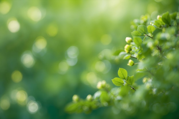 Groene bladeren met vage groene bokehachtergrond