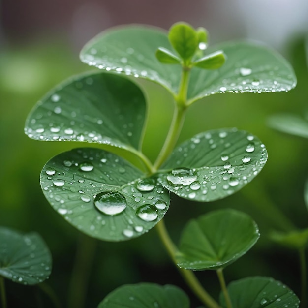 Groene bladeren met waterdruppels na regen