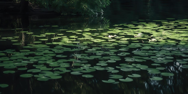 Groene bladeren op de vijver rivier meer landscaoe achtergrondbeeld