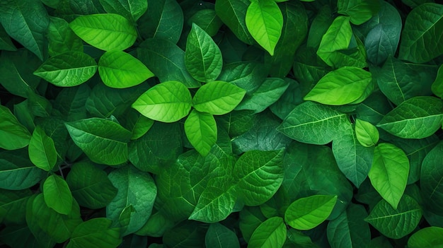 Groene bladeren op een achtergrond van groene bladeren