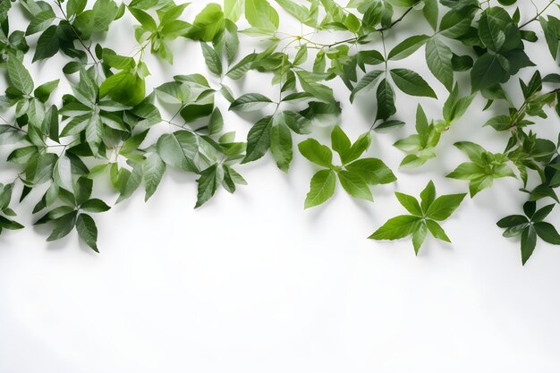 Foto groene bladeren op witte achtergrond met copyspace