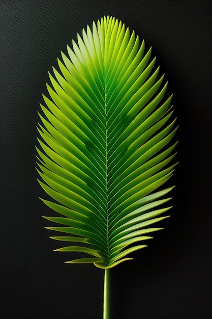 Groene bladeren van de Japanse Sago-palm, de bladcycad-palmplant op een zwarte achtergrond bovenaanzicht