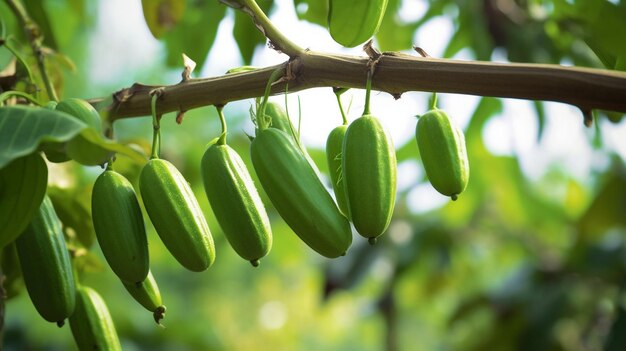 Foto groene brinjal op de boom