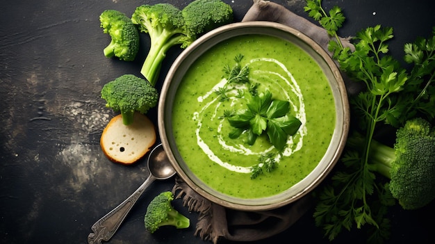 Groene broccoli soep met verse peterselie gezond