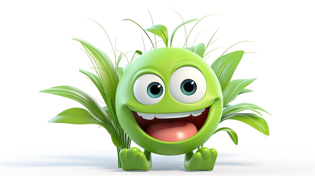 Groene cartoonplant met een gelukkig gezicht