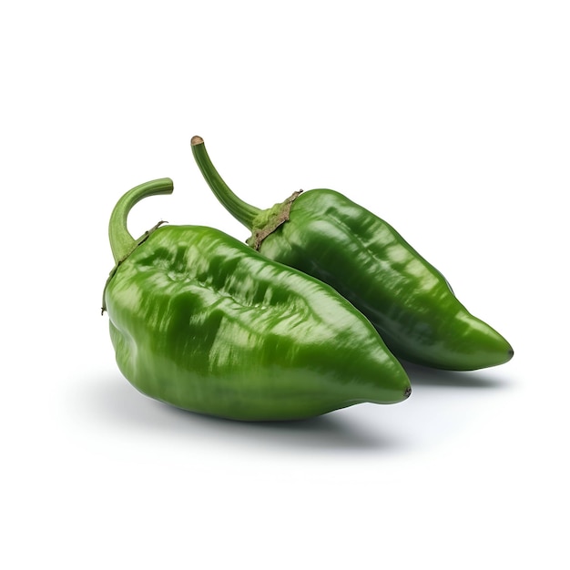 Groene chilipepers geïsoleerd op witte achtergrond Uitknippad opgenomen