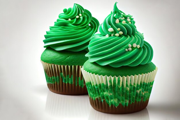 Groene cupcakes voor Saint Patrick39s Day Generative Ai