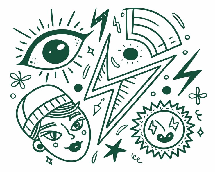 Foto groene doodle tekening illustratie
