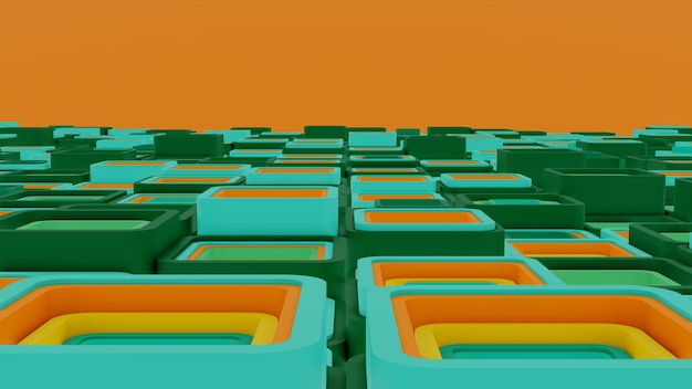 Groene Dozen in motie oranje 3D achtergrond