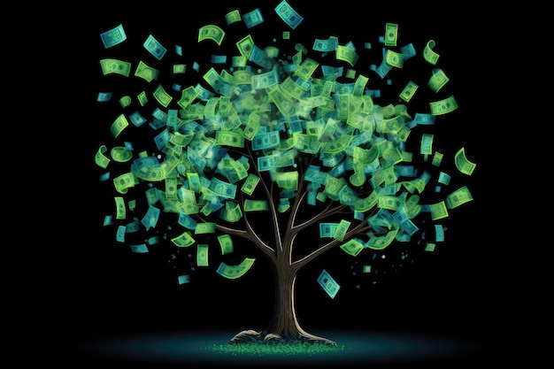 Groene en blauwe geldboom Vector