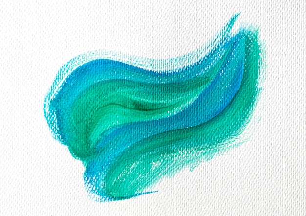 Groene en blauwe verfvlek op canvas