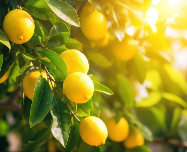 Groene en gele natuurlijke achtergrond met citroenen