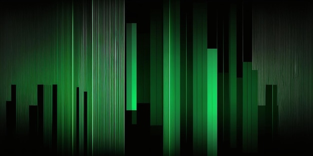 Groene en zwarte achtergrond met lijn van lijnen generatieve ai