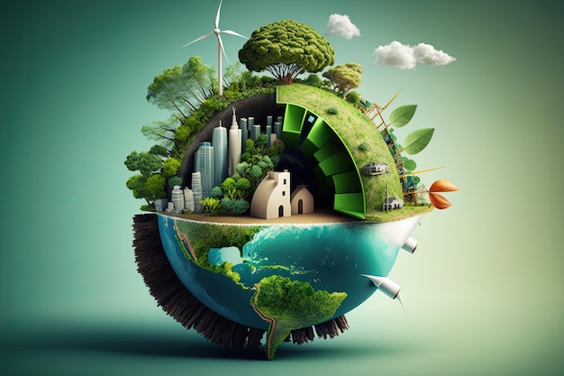 Groene energie planeet wereld Digitale afbeelding