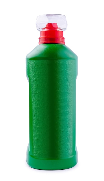 Groene fles met afwasmiddel op witte achtergrond