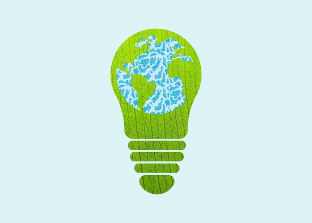 Groene gloeilamp milieudag en aarde dag illustratie concept achtergrond