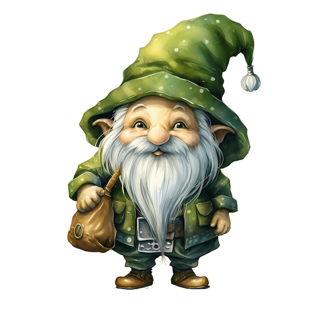 Foto groene gnome geïsoleerd op transparante achtergrond of kerst gnome ai generatie