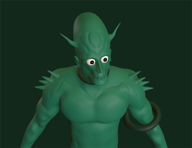 groene goblin 3d karakter voor halloween schrik karakter 3d ontwerp