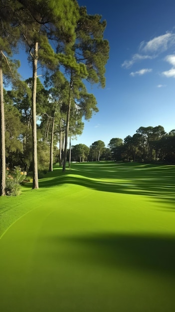 Groene golfbaan met bomen