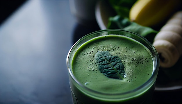 Groene groentedrank op tafel verfrissende versheid generatieve AI