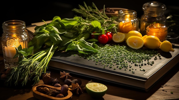 Groene groenten op een keukentafel